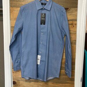 Jones New‎ York Men's Blue Slim Fit Long Sleeve Button Down Shirt, Size L
